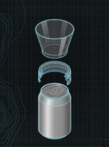 GlassTop technical exploded diagram showing the dual-anchor coupling system